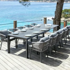 MOBELLIA Table de jardin extensible en aluminium 12 places (195/300 x 96 cm) Amalfi Gris Anthracite Best