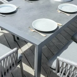 MOBELLIA Table de jardin extensible en aluminium 12 places (195/300 x 96 cm) Amalfi Gris Anthracite Best