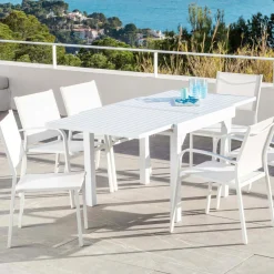 MOBELLIA Table de jardin extensible en aluminium 8 places (90/180 x 90 cm) Murano Blanc Best