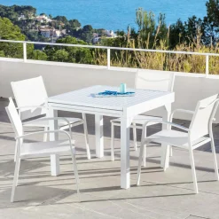 MOBELLIA Table de jardin extensible en aluminium 8 places (90/180 x 90 cm) Murano Blanc Best
