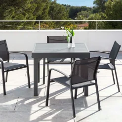 MOBELLIA Table de jardin extensible en aluminium 8 places (90/180 x 90 cm) Murano Gris Anthracite Clearance