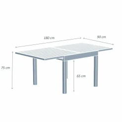 MOBELLIA Table de jardin extensible en aluminium 8 places effet bois (90/180 x 90 cm) Murano Blanc Best