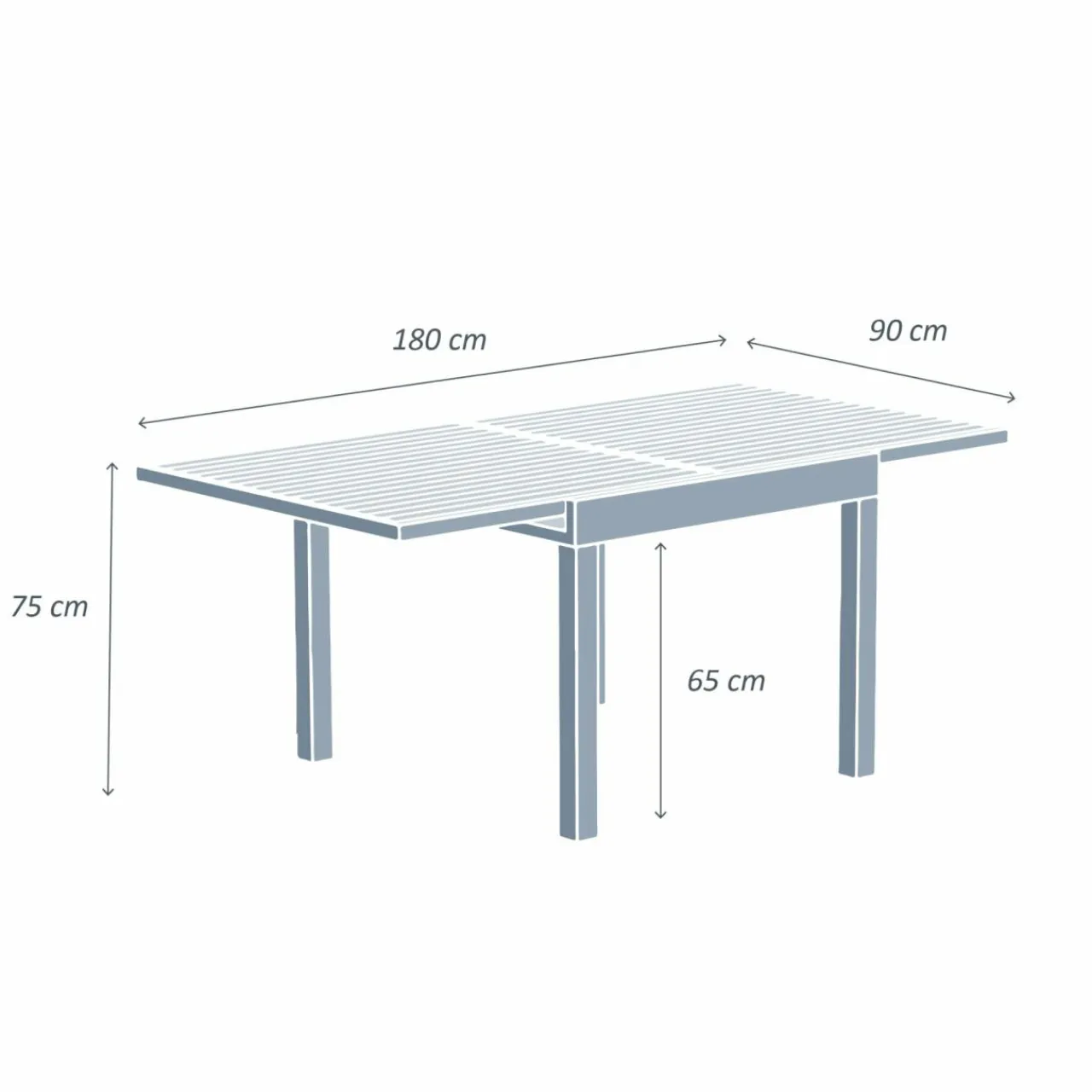 MOBELLIA Table de jardin extensible en aluminium 8 places effet bois (90/180 x 90 cm) Murano Blanc Best
