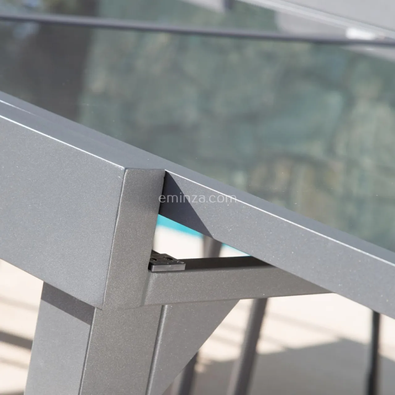 MOBELLIA Table de jardin extensible en verre 12 places (200/320 x 100 cm) Murano Gris Anthracite Clearance