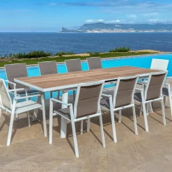 MOBELLIA Table de jardin extensible en aluminium 10 places (260 x 96 cm) Amalfi Blanc Best