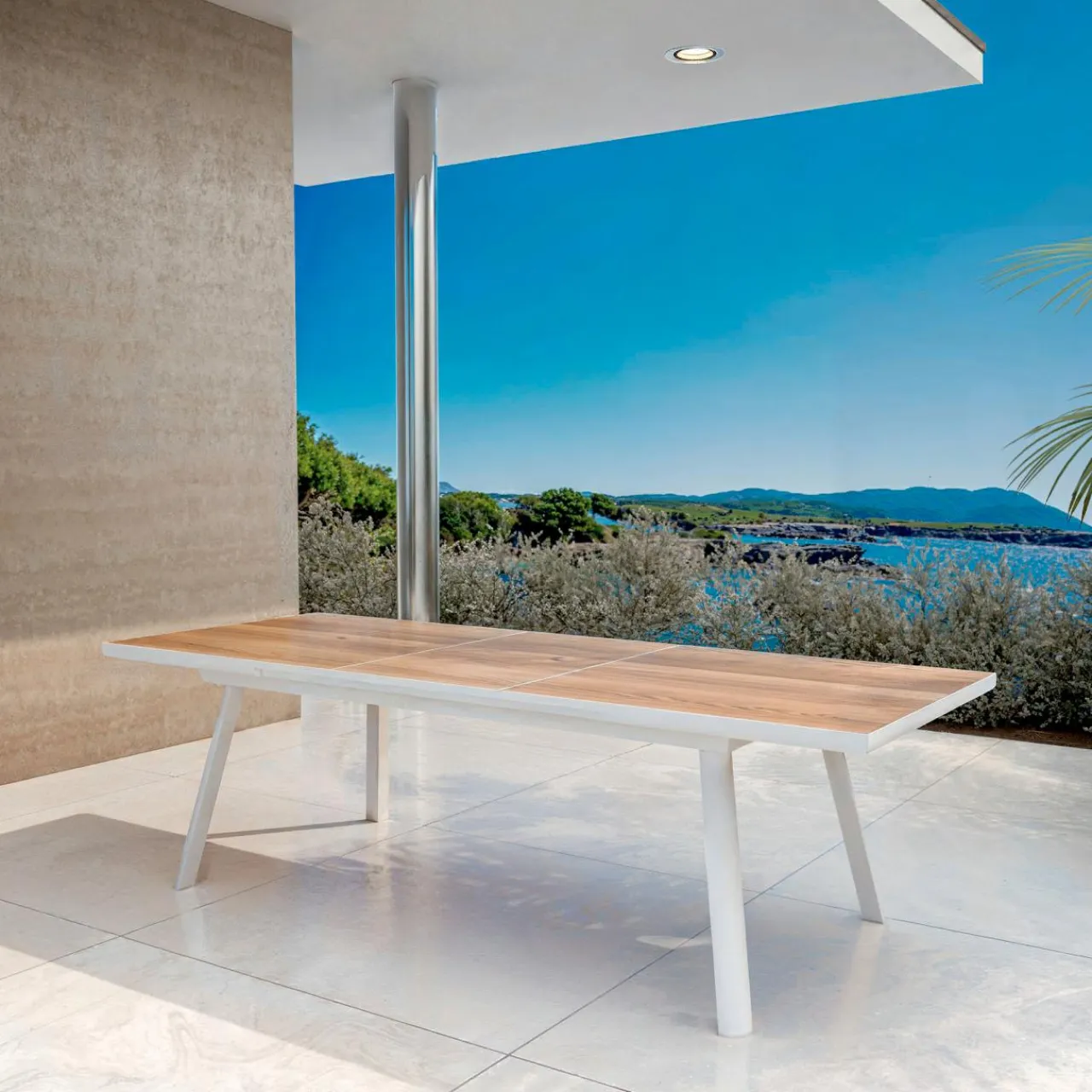 MOBELLIA Table de jardin extensible en aluminium 10 places (260 x 96 cm) Amalfi Blanc Best