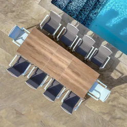 MOBELLIA Table de jardin extensible en aluminium 10 places (260 x 96 cm) Amalfi Blanc Best