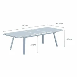 MOBELLIA Table de jardin extensible en aluminium 10 places (260 x 96 cm) Amalfi Blanc Best