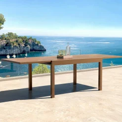 MOBELLIA Table de jardin extensible en verre 12 places (200/320 x 100 cm) Murano Bronze Discount