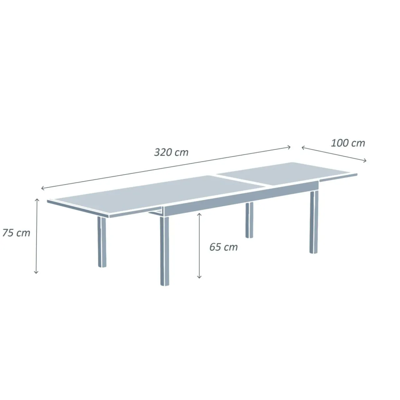 MOBELLIA Table de jardin extensible en verre 12 places (200/320 x 100 cm) Murano Vert olive Best