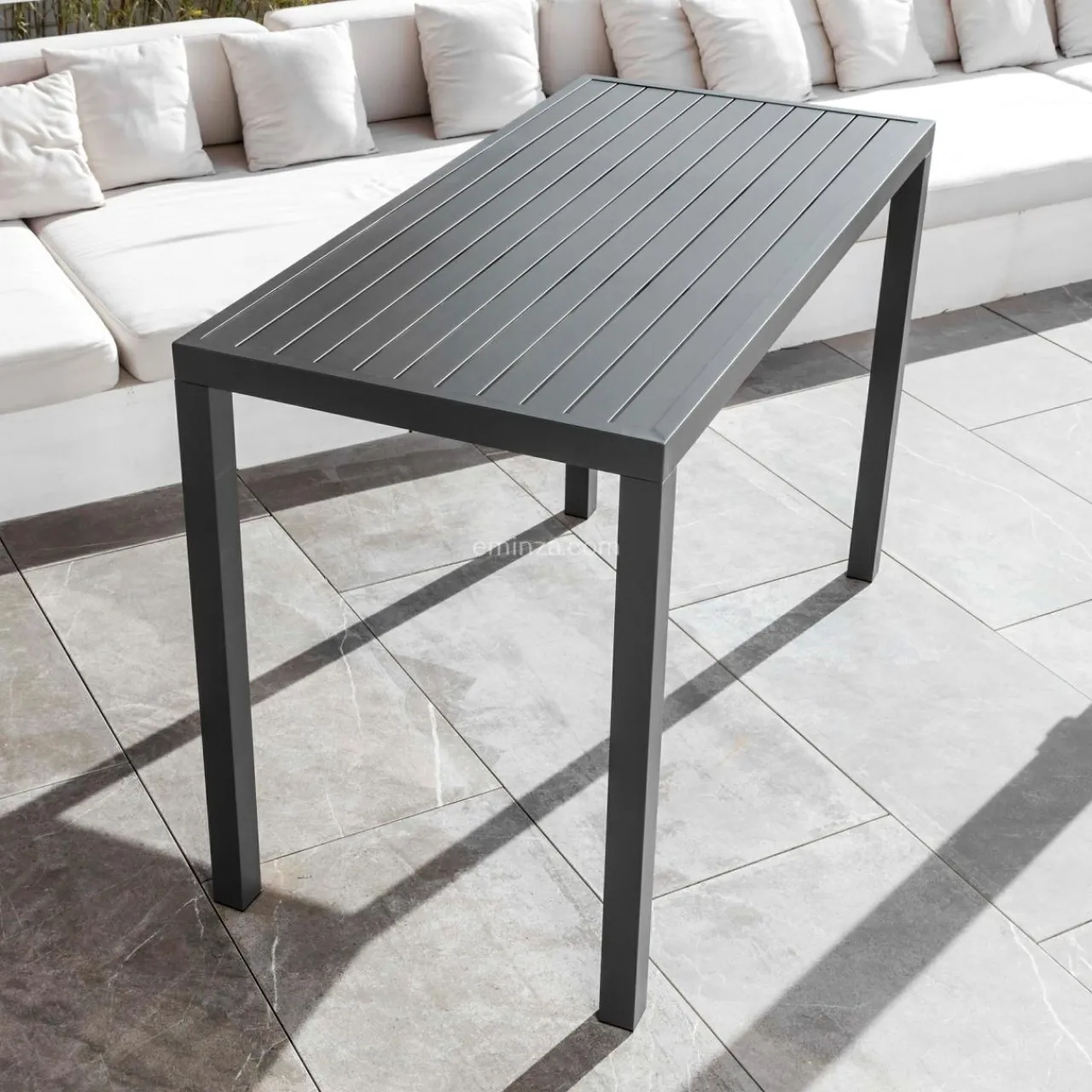 MOBELLIA Table de jardin haute en aluminium 6 places (160 x H105 cm) Murano Gris Anthracite Best