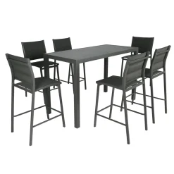 MOBELLIA Table de jardin haute en aluminium 6 places (160 x H105 cm) Murano Gris Anthracite Best