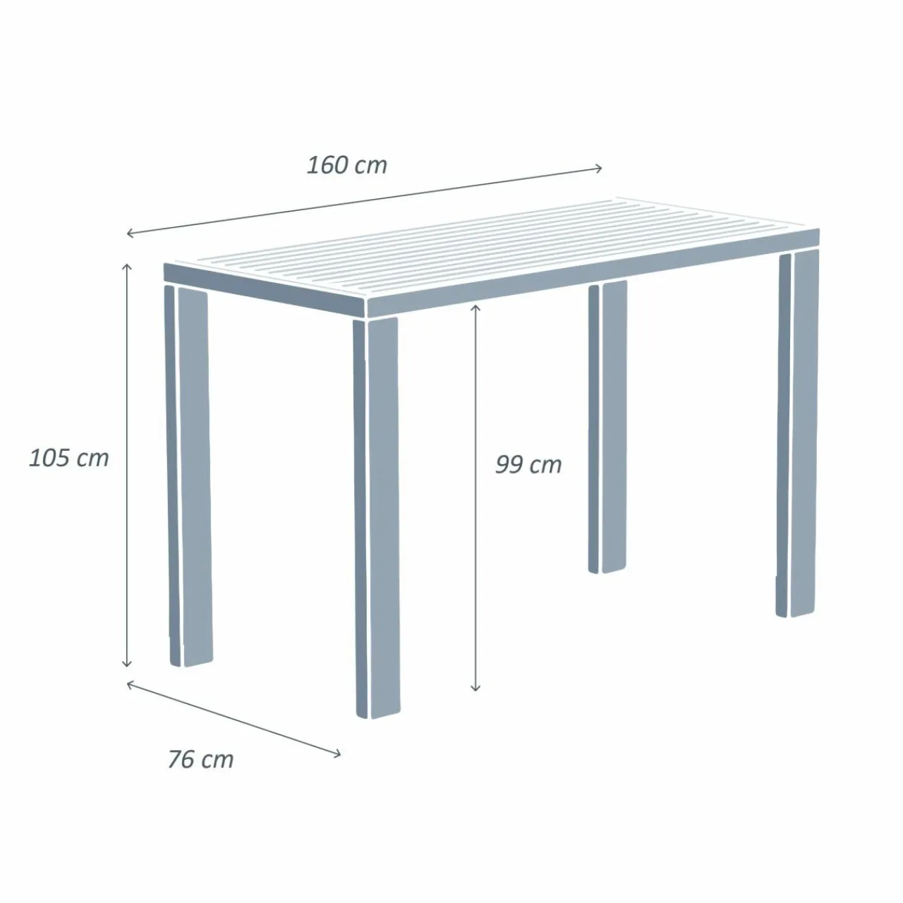 MOBELLIA Table de jardin haute en aluminium 6 places (160 x H105 cm) Murano Blanc Hot