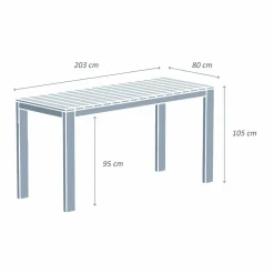 MOBELLIA Table de jardin haute en bois d'acacia 8 places (203 x H105 cm) Bornéo Naturel Outlet