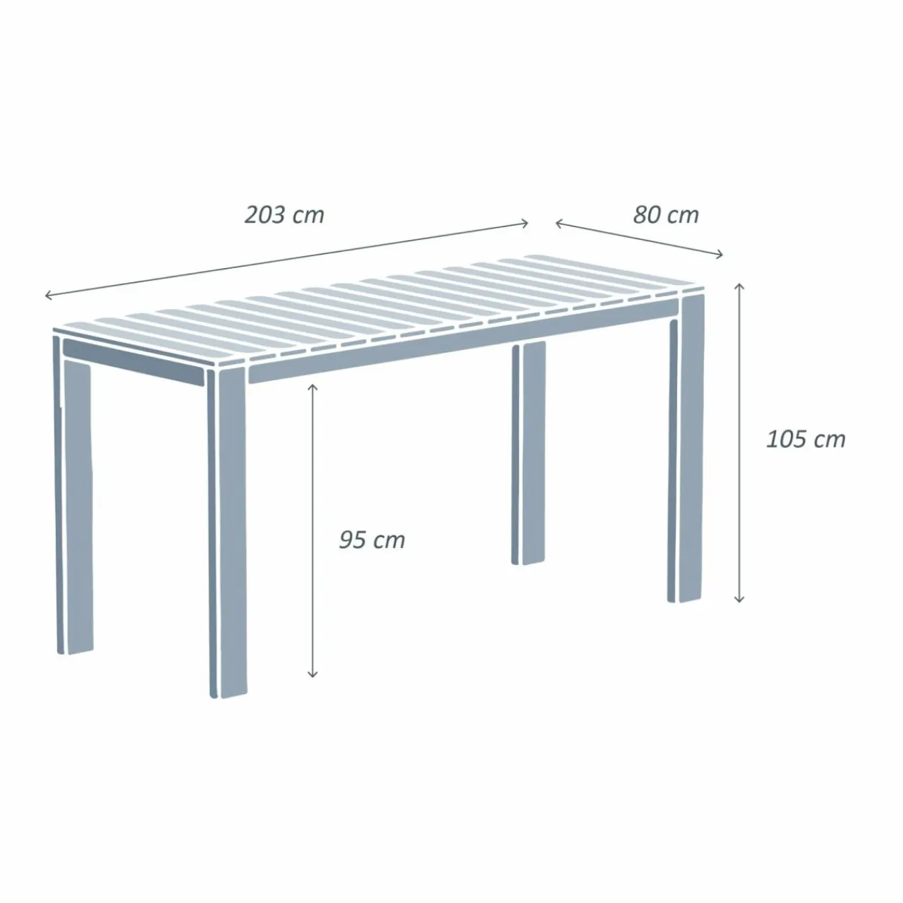 MOBELLIA Table de jardin haute en bois d'acacia 8 places (203 x H105 cm) Bornéo Naturel Outlet