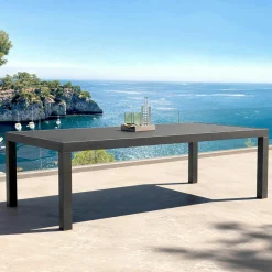 MOBELLIA Table de jardin rectangulaire aluminium 10 places (240 x 120 cm) Murano Gris Anthracite