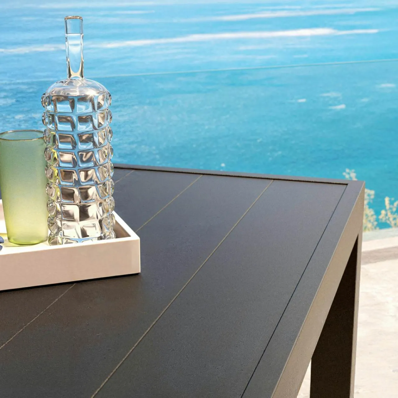 MOBELLIA Table de jardin rectangulaire aluminium 10 places (240 x 120 cm) Murano Gris Anthracite
