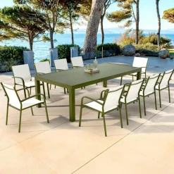 MOBELLIA Table de jardin rectangulaire aluminium 10 places (240 x 120 cm) Murano Vert olive Online