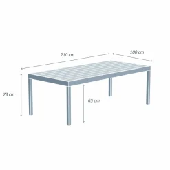 MOBELLIA Table de jardin rectangulaire aluminium 8 places (210 x 100 cm) Murano Gris Anthracite Best