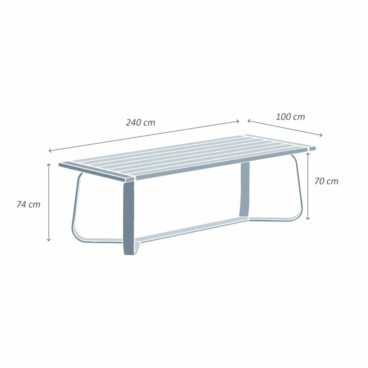 MOBELLIA Table de jardin rectangulaire en aluminium 10 places (240 x 100 cm) Long Beach Gris Anthracite Hot