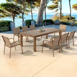 MOBELLIA Table de jardin rectangulaire aluminium 8 places (210 x 100 cm) Murano Bronze Discount