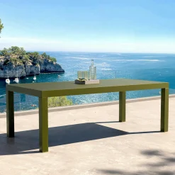 MOBELLIA Table de jardin rectangulaire aluminium 8 places (210 x 100 cm) Murano Vert olive Clearance