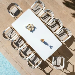 MOBELLIA Table de jardin rectangulaire en aluminium 10 places (240 x 120 cm) Monte Carlo Blanc Online