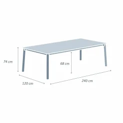 MOBELLIA Table de jardin rectangulaire en aluminium 10 places (240 x 120 cm) Monte Carlo Blanc Online