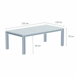 MOBELLIA Table de jardin rectangulaire en bois d'acacia 8 places (215 x 110 cm) Bornéo Naturel New