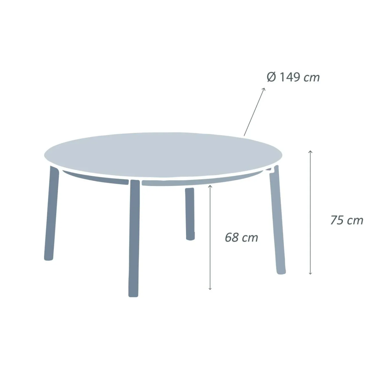MOBELLIA Table de jardin ronde en aluminium 8 places (D149 cm) Monte Carlo Gris Anthracite
