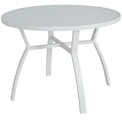 MOBELLIA Table de jardin ronde en aluminium 5 places (D105 cm) Murano Blanc Clearance