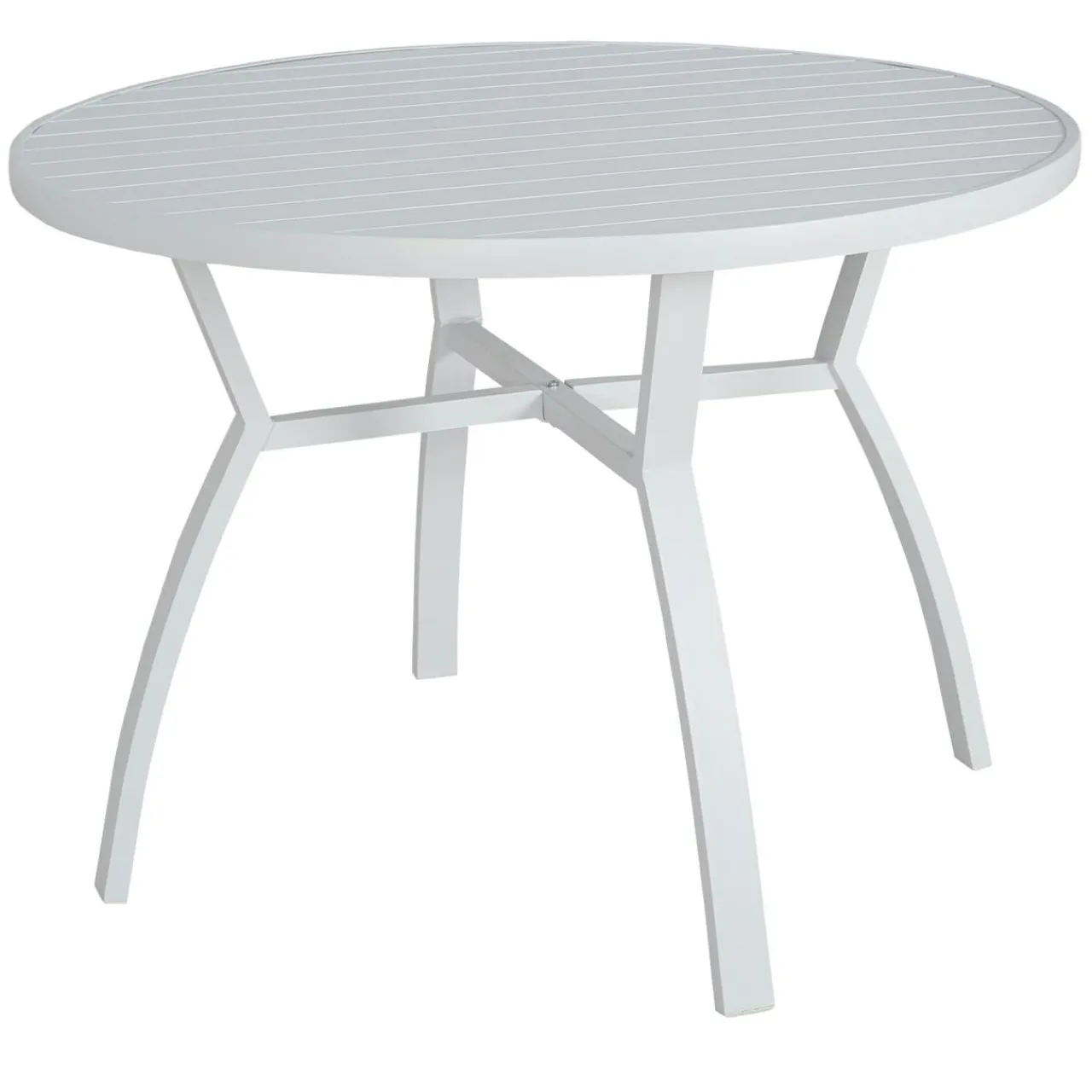 MOBELLIA Table de jardin ronde en aluminium 5 places (D105 cm) Murano Blanc Clearance