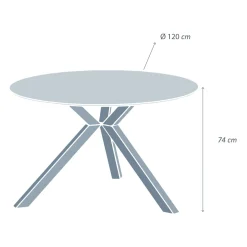MOBELLIA Table de jardin ronde en aluminium et céramique 6 places (D120 cm) Kore Blanc Sale
