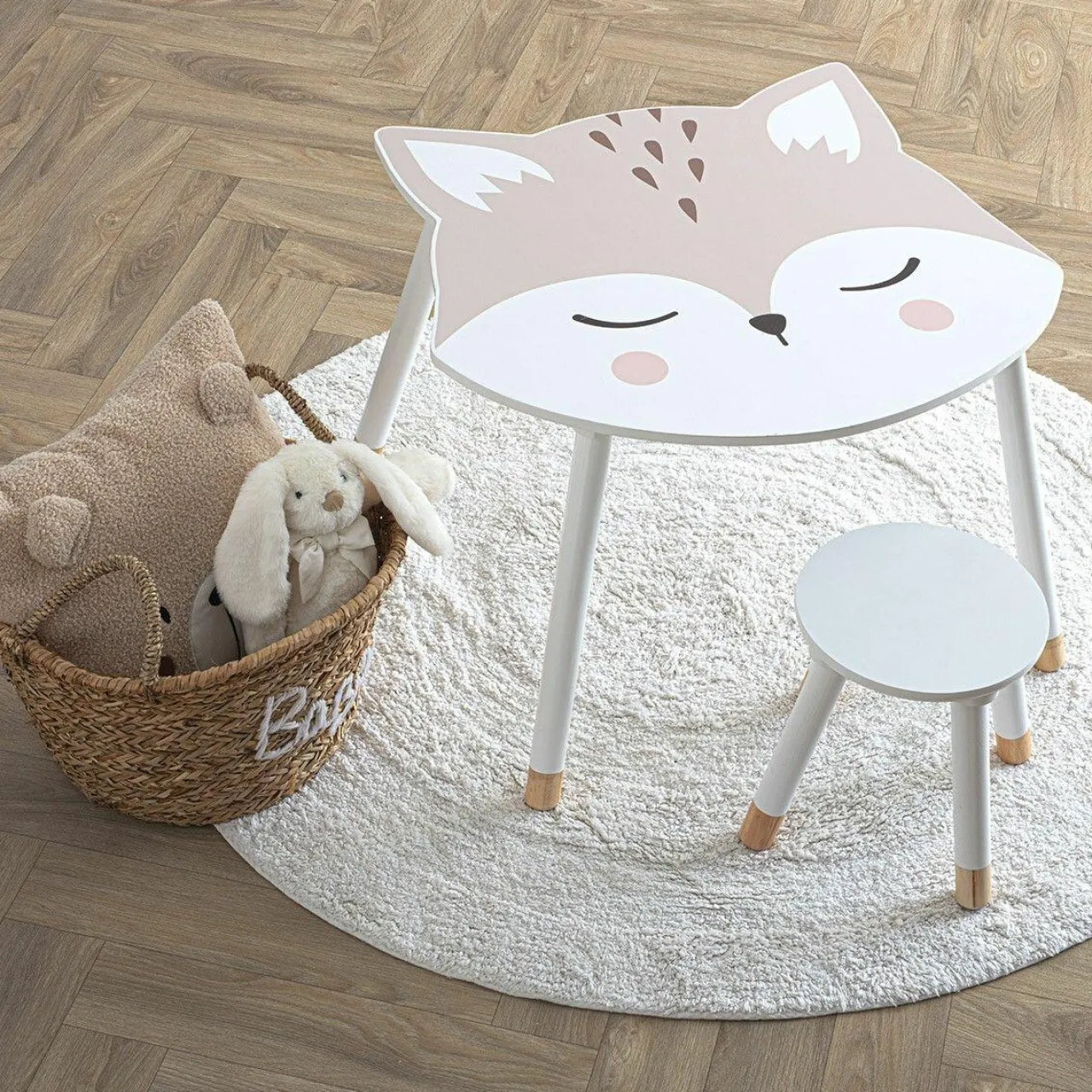 Atmosphera createur d'interieur for kids Table enfant bois (H43 cm) Douceur Renard he Blanc Online