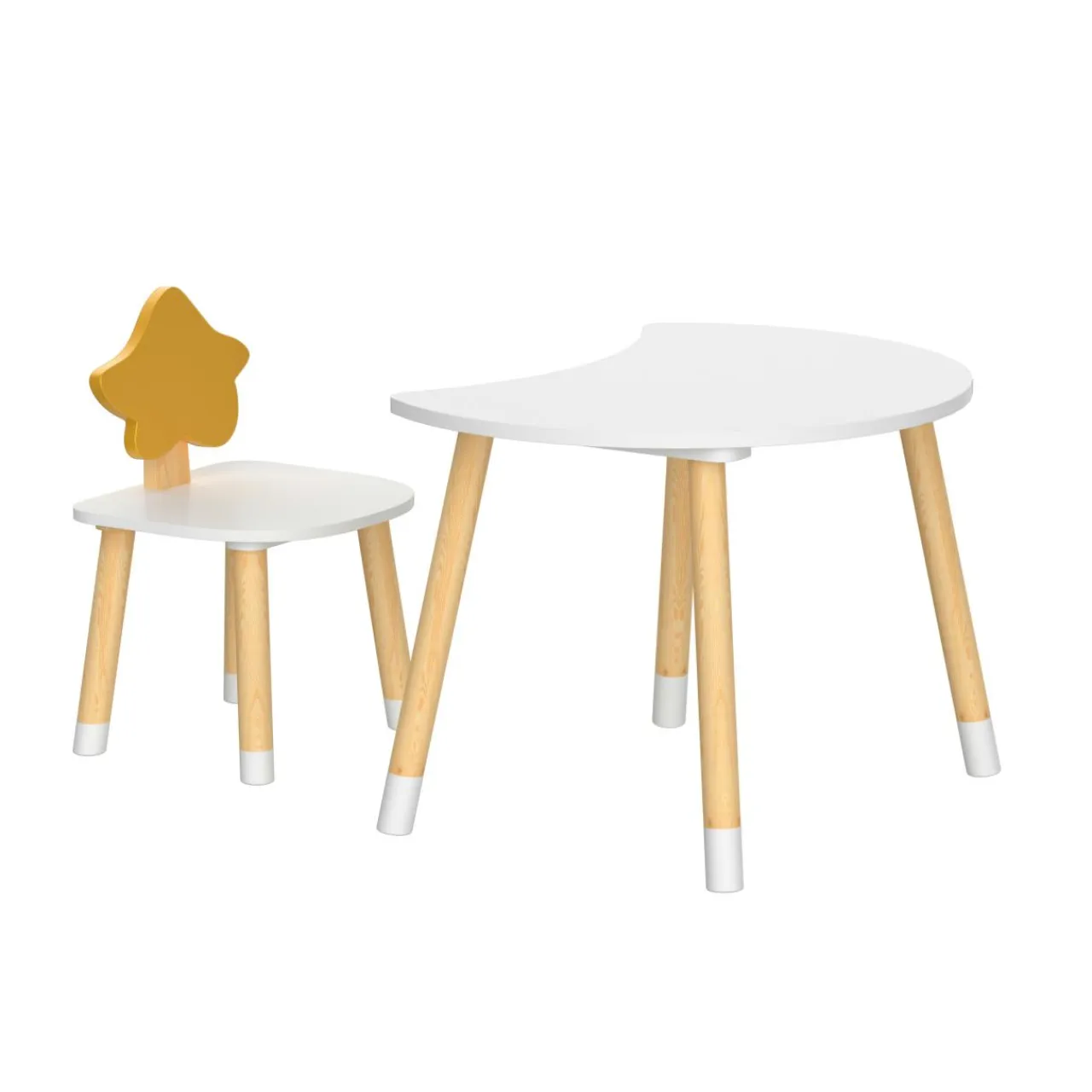 EMINZA Table et 1 chaise enfant bois (H44 cm) Stars Blanc Online