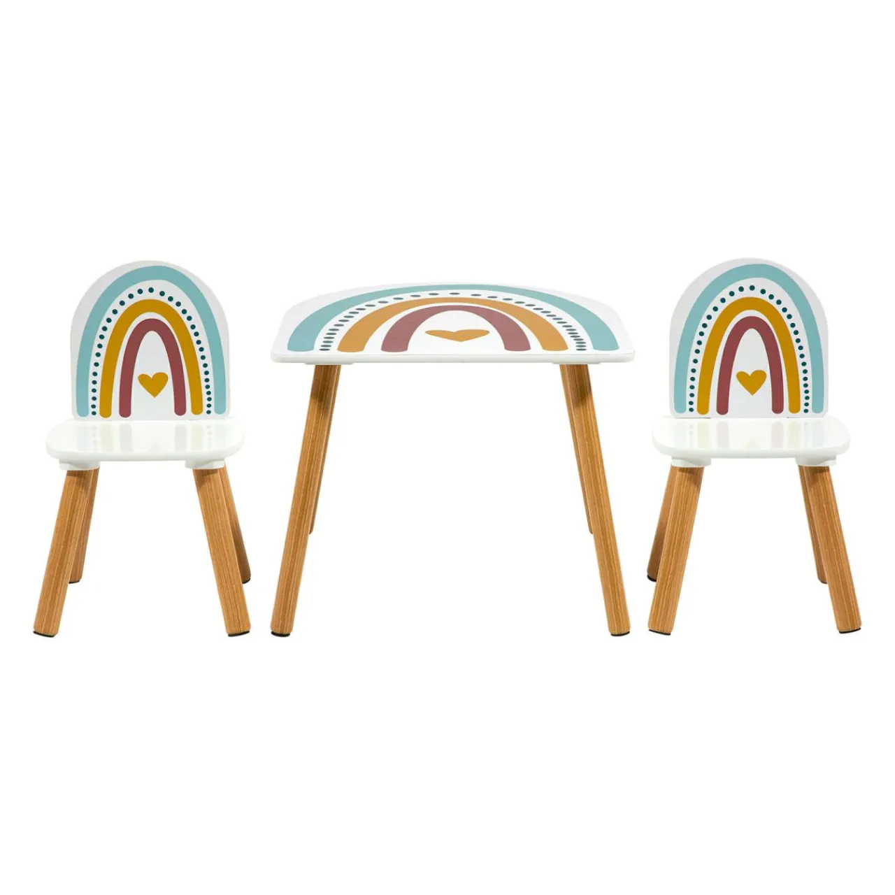 OSTARIA Table et 2 chaises enfant bois Leno Multicolore Hot