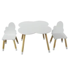 EMINZA Table et 2 chaises enfant bois nuage (H44 cm) Lilou Blanc Online