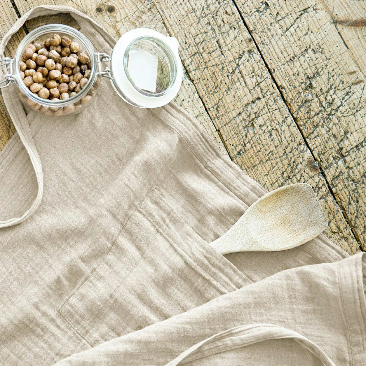 EMINZA Tablier avec poches gaze de coton Gaïa pampa Beige Outlet