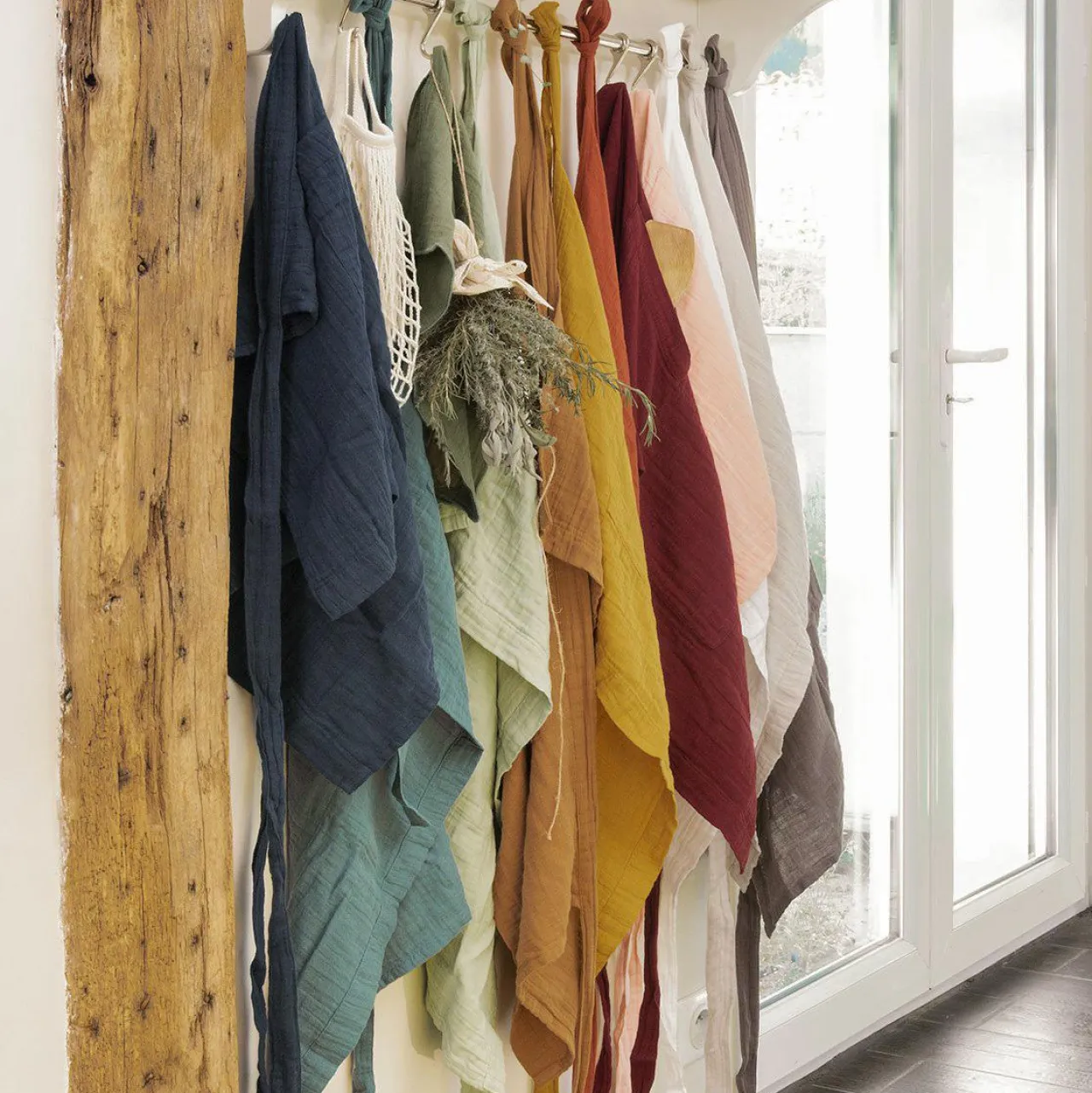 EMINZA Tablier avec poches gaze de coton Gaïa pampa Beige Outlet