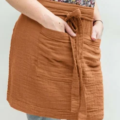EMINZA Tablier avec poches gaze de coton Gaïa Abricot Outlet