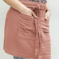EMINZA Tablier avec poches gaze de coton Gaïa Rose Pêche Best