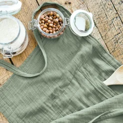 EMINZA Tablier avec poches gaze de coton Gaïa Vert Eucalyptus Hot
