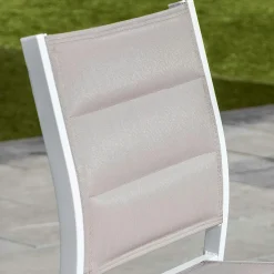 MOBELLIA Tabouret de jardin aluminium empilable Murano et taupe Blanc Hot