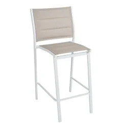 MOBELLIA Tabouret de jardin aluminium empilable Murano et taupe Blanc Hot