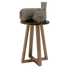 TENDANCE Tabouret plateau bois acacia (H43 cm) Lina Marron New