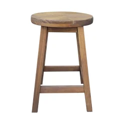 EMINZA Tabouret rond bois (H45 cm) Davao Marron Clearance
