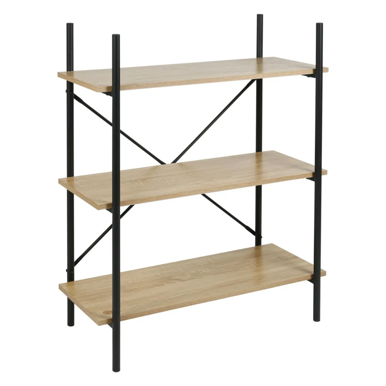 OSTARIA Étagère 3 niveaux bois et métal (H96.5 cm) Lola e Noir New