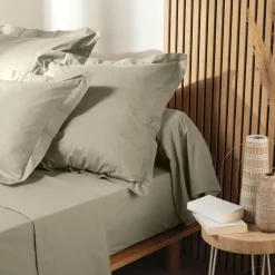 DOUCEUR D'INTERIEUR Taie de traversin coton bio (L185 cm) Biolina Taupe