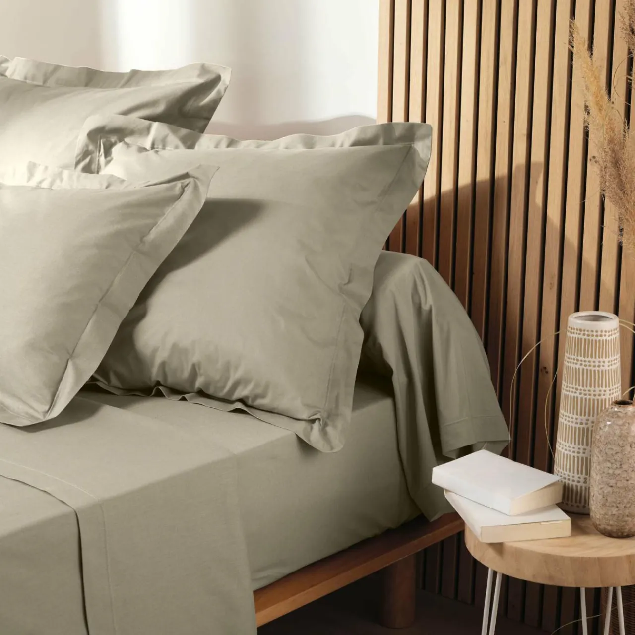 DOUCEUR D'INTERIEUR Taie de traversin coton bio (L185 cm) Biolina Taupe