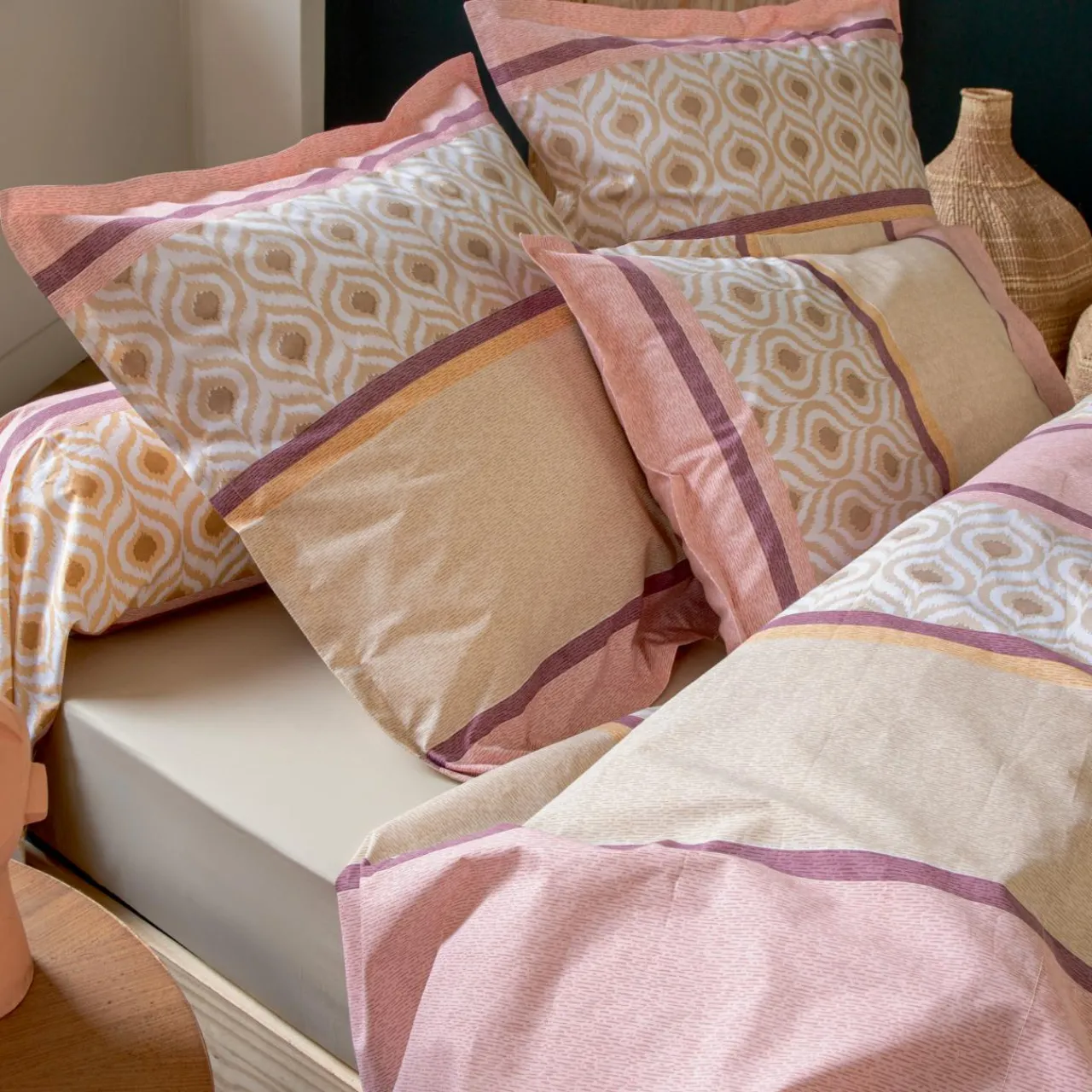 TRADI LINGE Taie de traversin coton (200 cm) Inouk Rose Sale